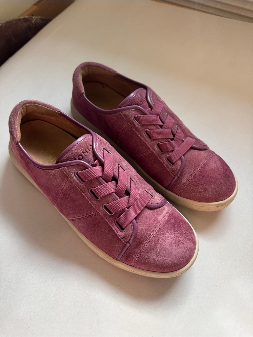 Vionic Jean Suede Slip On Sneakers Womens 7 Rose pink orthotic shoes walking